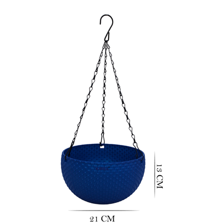 KWEL Europa Decorative Hanging Pots 8inch (Pack of 3) Color Blue.