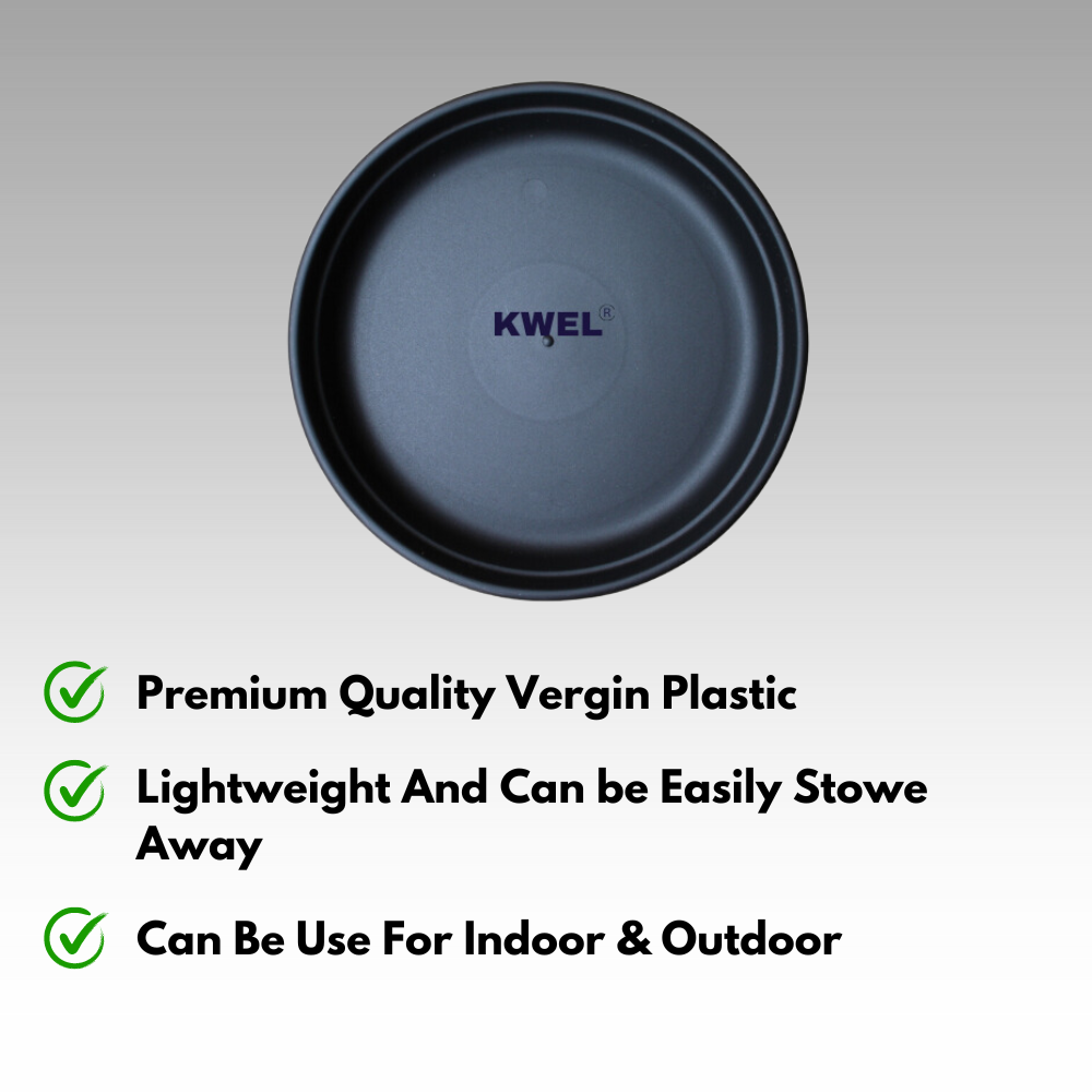 KWEL UV Treated Round Bottom Tray Black (Plate/Saucer/Size 10 inch)- Pack of 8