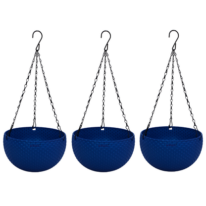 KWEL Europa Decorative Hanging Pots 8inch (Pack of 3) Color Blue.