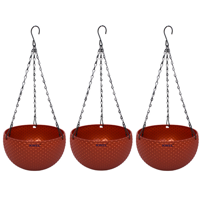 KWEL Europa Decorative Hanging Pots 8inch (Pack of 3) Color Brown.