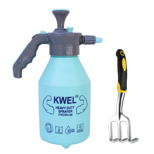 KWEL Heavy Duty Sprayer 2.2 Liter & Trigger Sprayer Bottle for Plants with Adjustable Nozzle with Garden Cultivator Premium (Pack of 1)