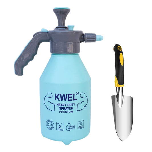 KWEL Heavy Duty Sprayer 2.2 Liter & Trigger Sprayer Bottle for Plants with Adjustable Nozzle with Garden Hand Trowel Big Premium (Pack of 1)