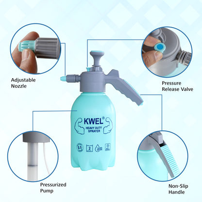 KWEL Heavy Duty Sprayer 2.2 Liter, And Adjustable Nozzle for Jet & Mist Flow, With 4" Nursery pot Multicolor (Pack of 6)