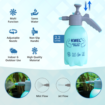 KWEL Heavy Duty Pump Pressure Sprayer and Spray Bottle - with 500ml Spray Bottle