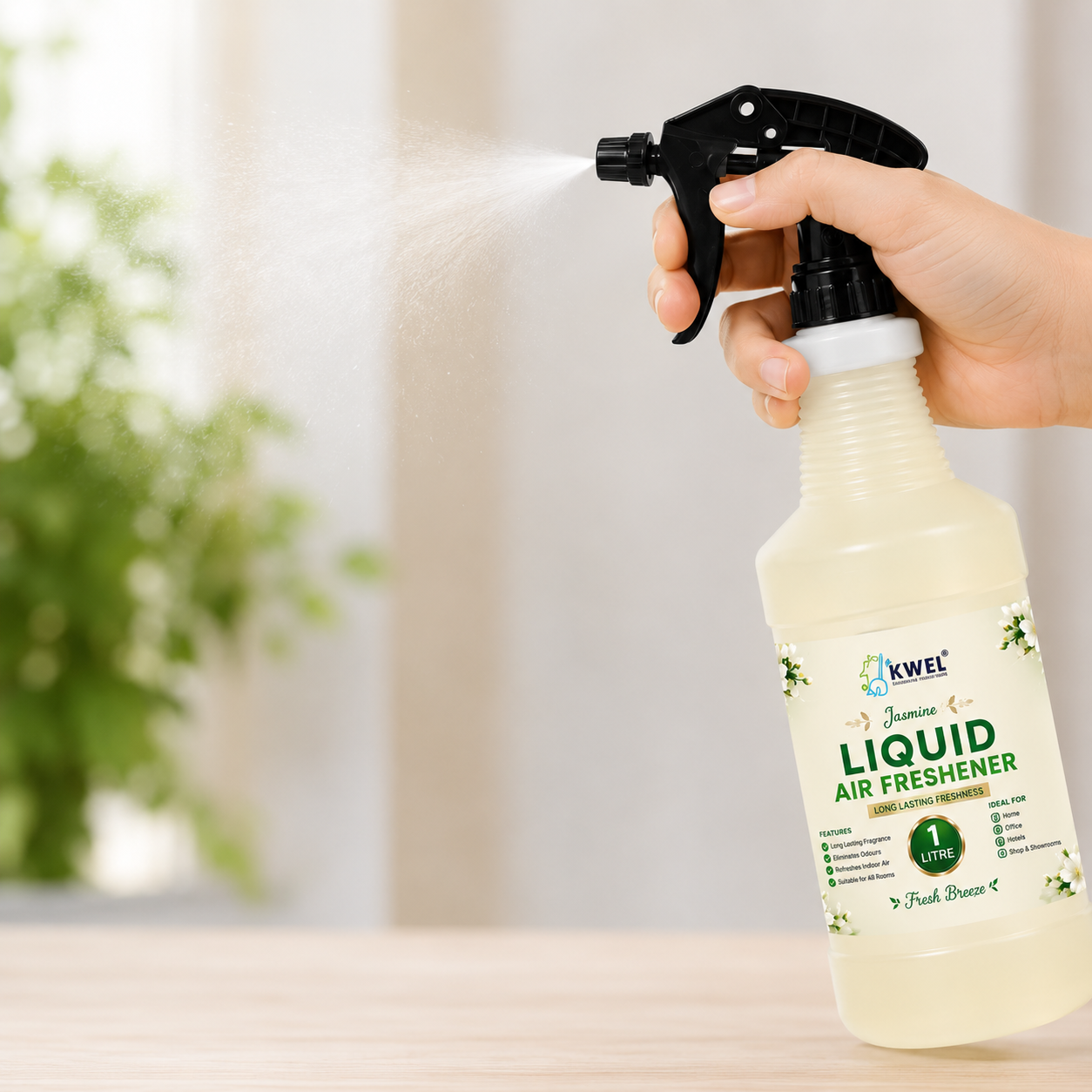 KWEL Liquid Air Freshener Spray 1 Litre | Long Lasting Room Freshener | Eliminates Odours & Refreshes Air | Home, Office, Hotel, Washroom & Commercial Use | Pack of 1