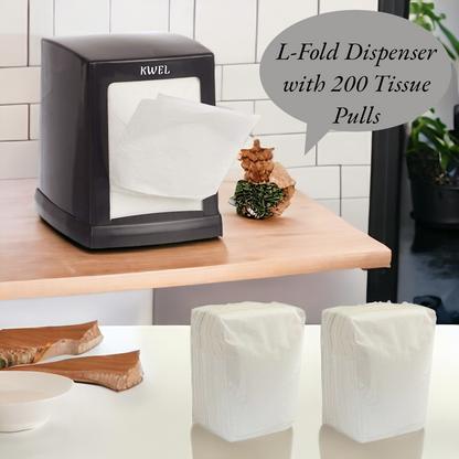 KWEL Double Side Cube Table Top L-Fold Tissue Paper Holder Dispenser with 2 Packets (200 Tissues Pulls)