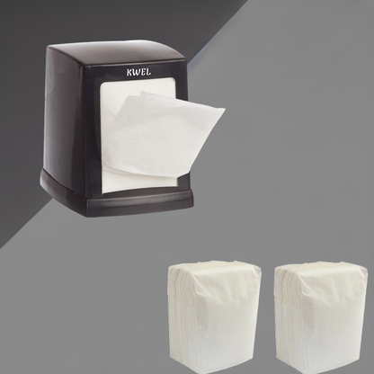 KWEL Double Side Cube Table Top L-Fold Tissue Paper Holder Dispenser with 2 Packets (200 Tissues Pulls)