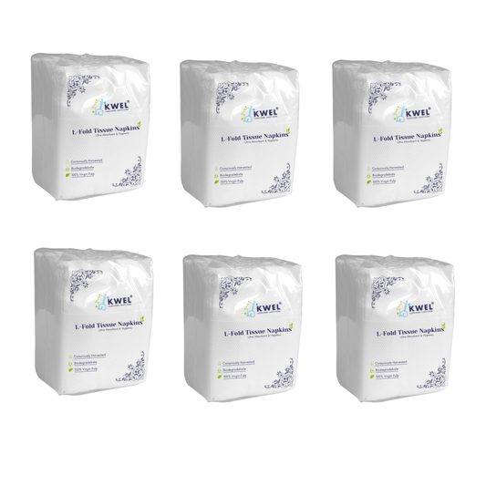 KWEL Soft Tissue Paper Ultra Absorbent, Hygienic & Gentle Touch Ideal for Homes, Offices, Hotels & Restrooms (L-Fold: Pack of 6)