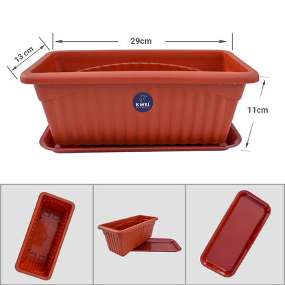 KWEL Royal Planter Pots With Tray No-1(Small) Terracotta Color (Pack of 3)