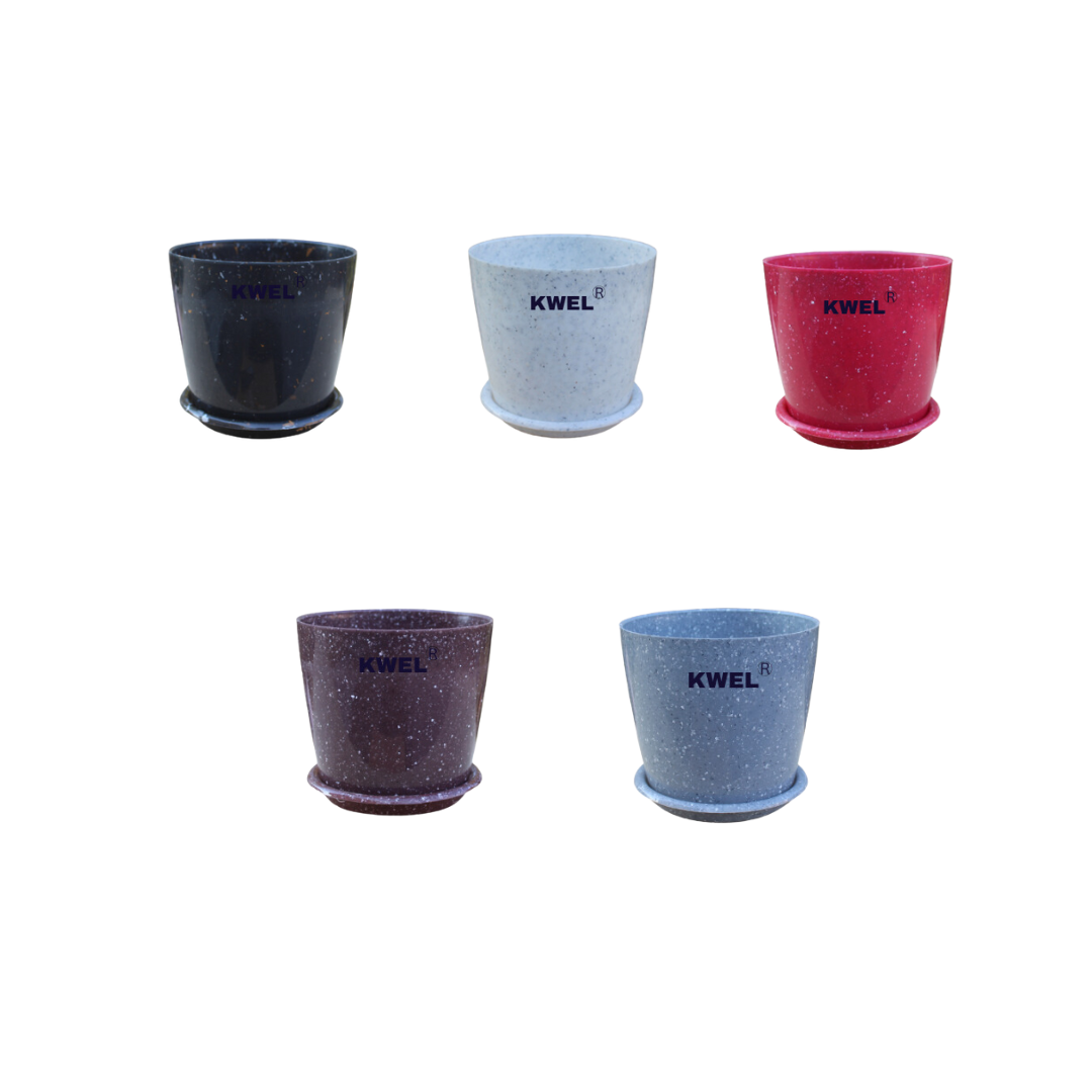 KWEL Divinity Pot with Bottom Tray For Home, Garden, Office, (Pack of 5)