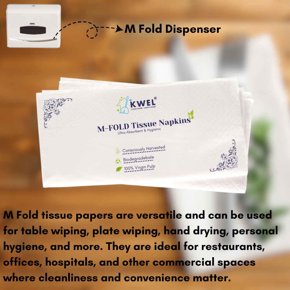 KWEL M-Fold Tissue Paper | Premium Soft & Absorbent Hand Towels (Pack of 20) | Perfect for Offices, Hotels, Restaurants & Washrooms