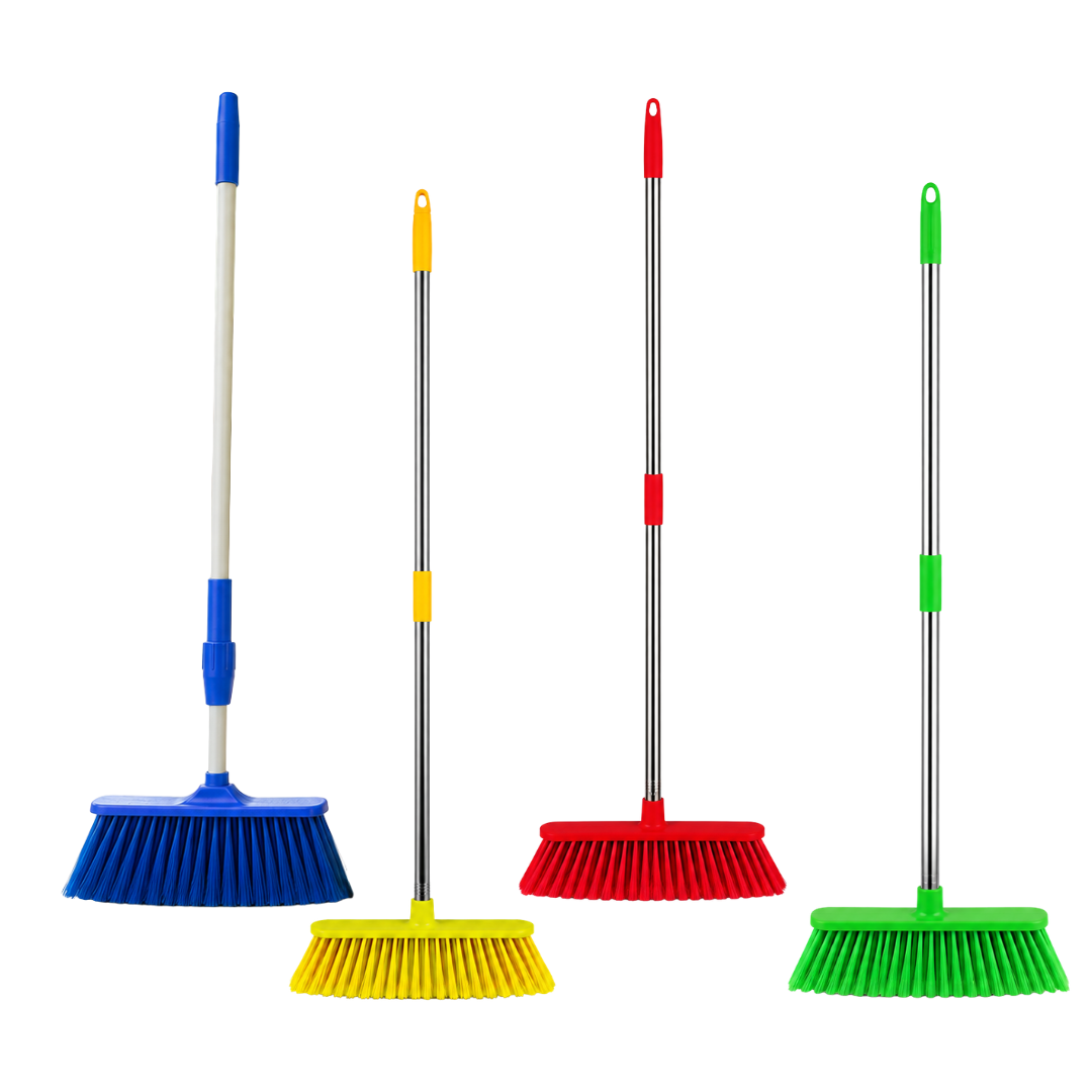 KWEL MR Broom with Soft Brush Comes with a 4ft Extendable Telescopic Rod for Easy and Flexible Cleaning Floors Long Handle Dust Cleaning Brush for Tiles, Carpet. (Set of 1,Multicolor)