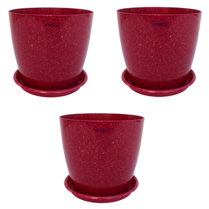 KWEL Divinity Pot 8inch with Bottom Tray For Home, Garden, Office, Maroon.