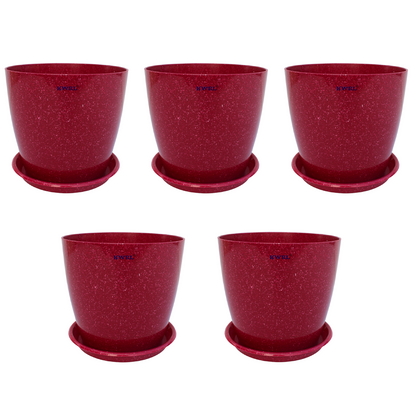 KWEL Divinity Pot 8inch with Bottom Tray For Home, Garden, Office, Maroon.