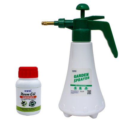 KWEL Pressure Pump Sprayer for Home Garden Plants - 1 LTR. (White) with Combo Neem oil 100ml (Pack of 1)