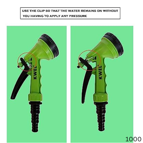 KWEL 5 Adjustable Pattern High Pressure Garden Hose Nozzle Water Spray Gun - Green