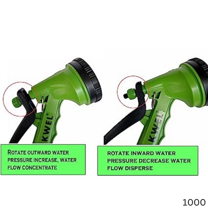 KWEL 5 Adjustable Pattern High Pressure Garden Hose Nozzle Water Spray Gun - Green