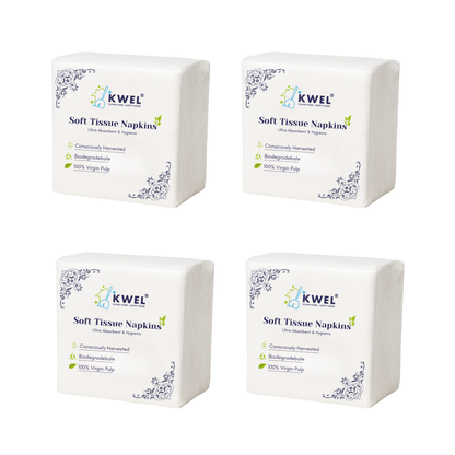 KWEL Soft Tissue Paper 12x12 | Ultra Absorbent, Hygienic & Gentle Touch (Pack of 4) Ideal for Homes, Offices, Hotels & Restrooms