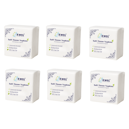 KWEL Soft Tissue Paper 9x9 | Ultra Absorbent, Hygienic & Gentle Touch (Pack of 6) Ideal for Homes, Offices, Hotels & Restrooms