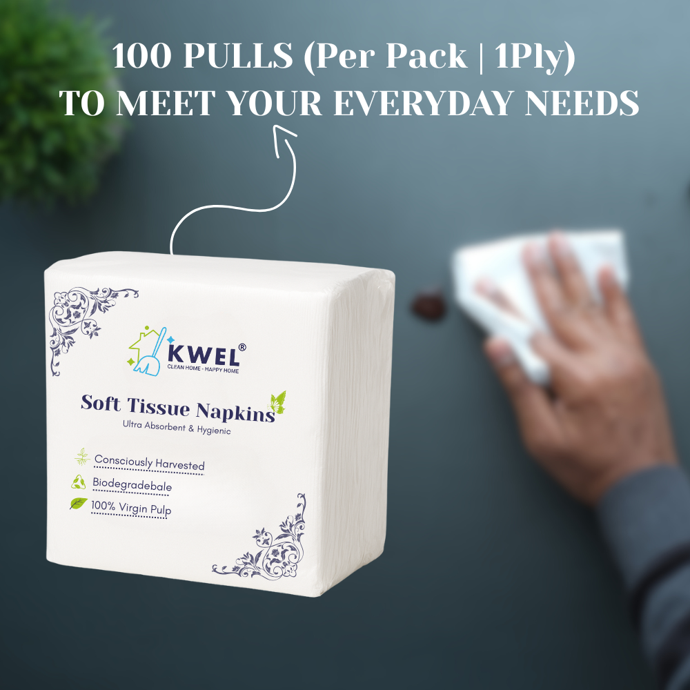 KWEL Soft Tissue Paper 9x9 | Ultra Absorbent, Hygienic & Gentle Touch (Pack of 6) Ideal for Homes, Offices, Hotels & Restrooms