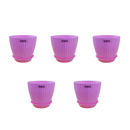 KWEL Pearl 5" Plastic Round Flower Pots for Home Planters, Terrace, Garden Etc | Pack of 5