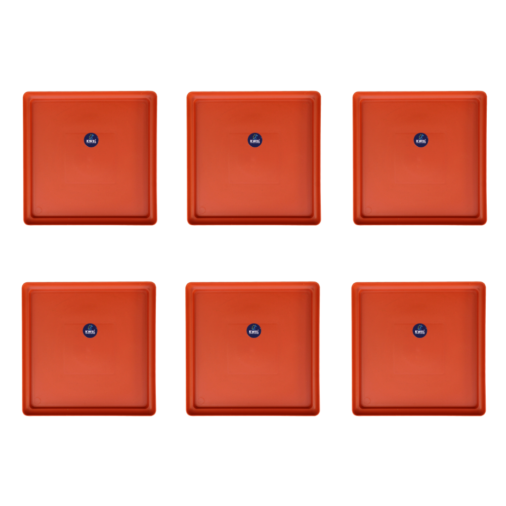 KWEL UV Treated Square Bottom Tray, Plate for Garden Saucer Size 9 inch -Terracotta (Pack of 6)