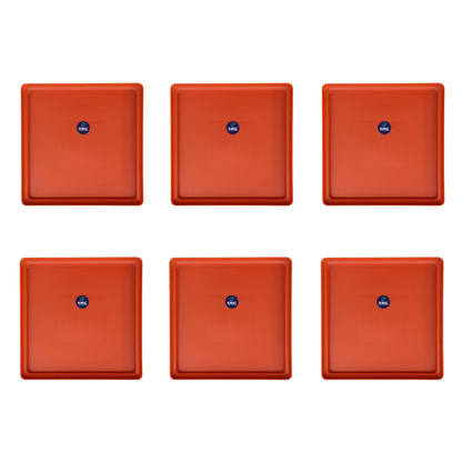 KWEL UV Treated Square Bottom Tray, Plate for Garden Saucer Size 9 inch -Terracotta (Pack of 6)