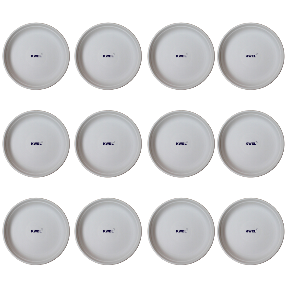 KWEL UV Treated Round Bottom Tray White (Plate/Saucer/Size 8 inch)- Pack of 12