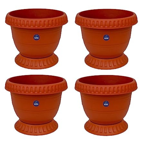 KWEL Petunia Garden Pot for Plants and Flowers Including Tray - Pack of 4