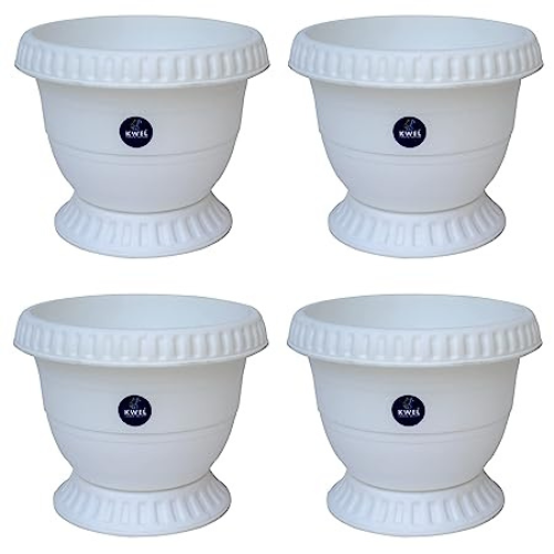 KWEL Petunia Garden Pot for Plants and Flowers Including Tray - Pack of 4