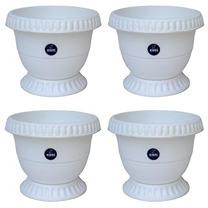 KWEL Petunia Garden Pot for Plants and Flowers Including Tray - Pack of 4