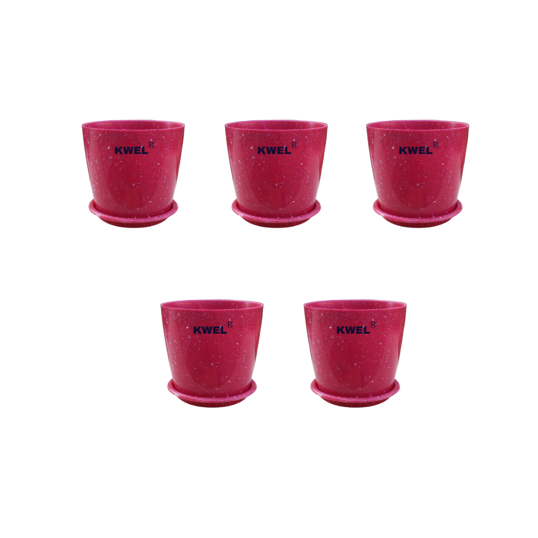 KWEL Divinity Pot with Bottom Tray For Home, Garden, Office, (Pack of 5)