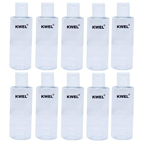 KWEL 100ml Refillable Empty Clear Plastic Sample Mini Bottle With Flip Caps