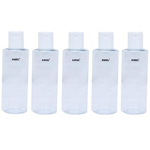 KWEL 200ml Refillable Empty Clear Plastic Sample Mini Bottle With Flip Caps