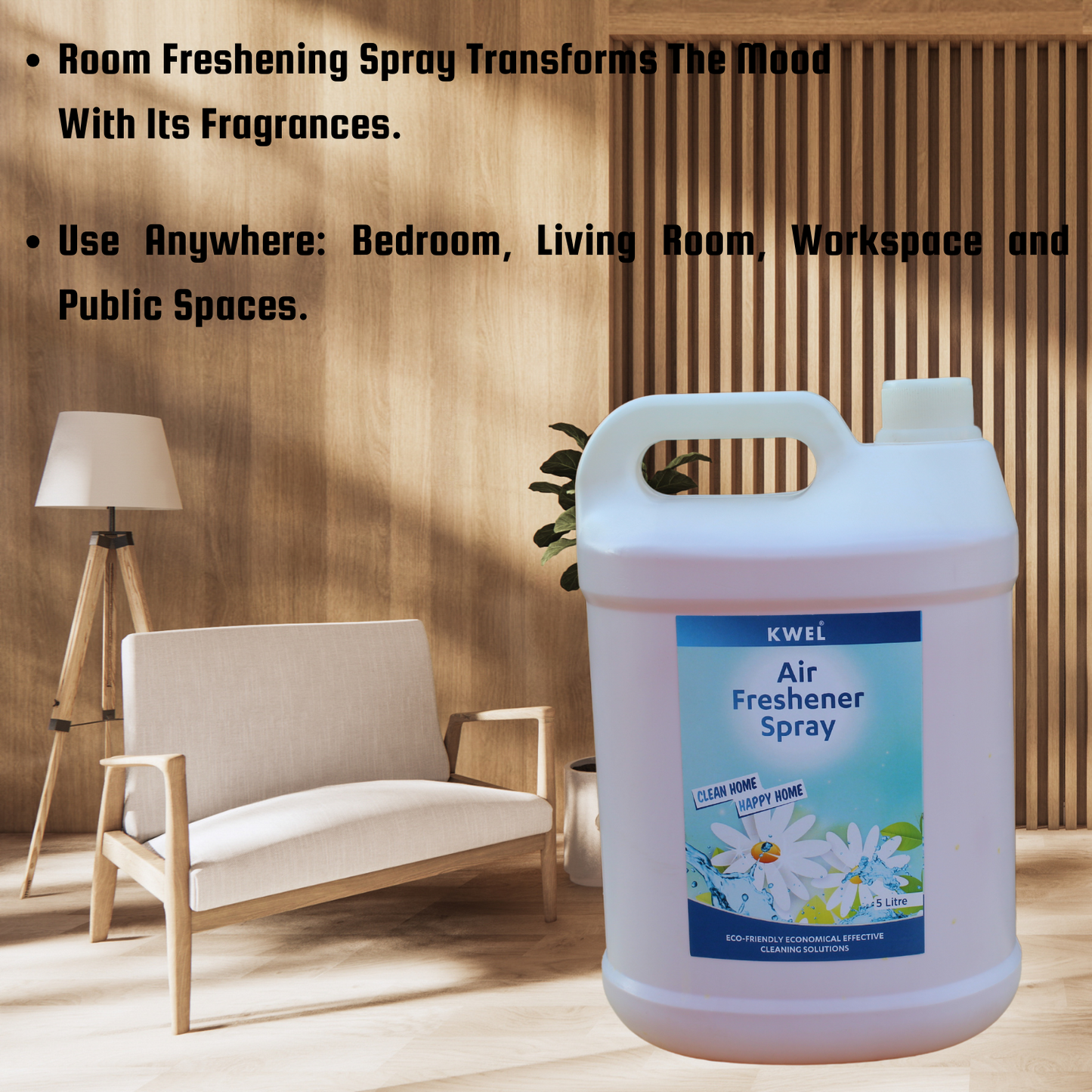 KWEL Room Air Freshener 5L Can Refill Pack - Jasmine | Long Lasting Fragrance | Nature inspired fragrance for Home & Office