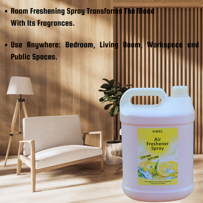 KWEL Room Air Freshener 5Ltr Can Refill Pack - Lemon Fragrance Long Lasting| Nature inspired fragrance for Home & Office