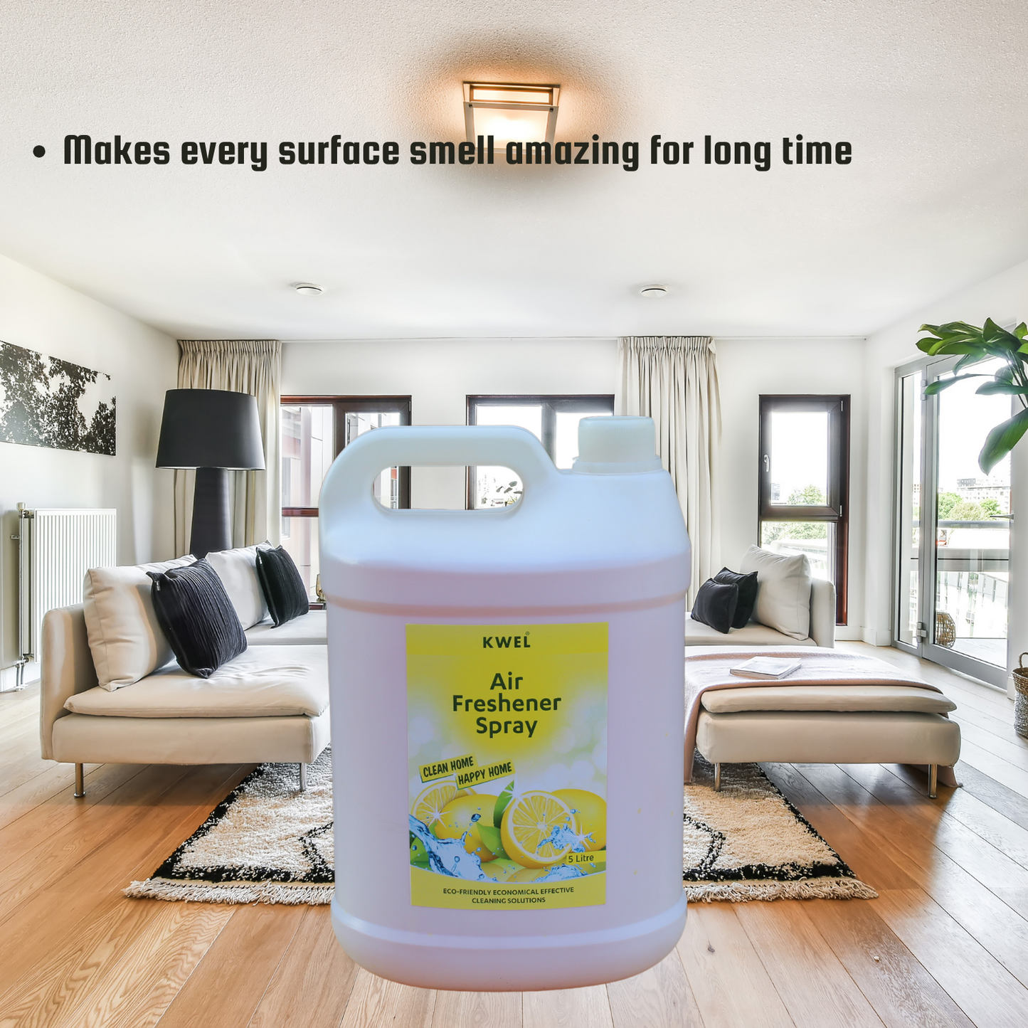 KWEL Room Air Freshener 5Ltr Can Refill Pack - Lemon Fragrance Long Lasting| Nature inspired fragrance for Home & Office