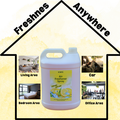 KWEL Room Air Freshener 5Ltr Can Refill Pack - Lemon Fragrance Long Lasting| Nature inspired fragrance for Home & Office