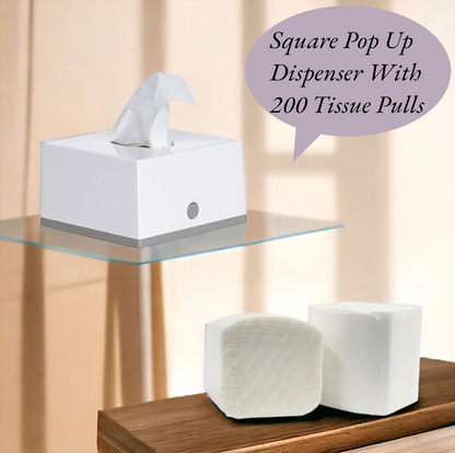 KWEL Square Top Facial Tissue Dispenser with 2 Tissue Refill (White)