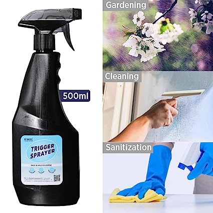 KWEL 500ml Spray Bottle for Sanitizer/Ironing/Garden/Office/Hospital/Multipurpose - Black