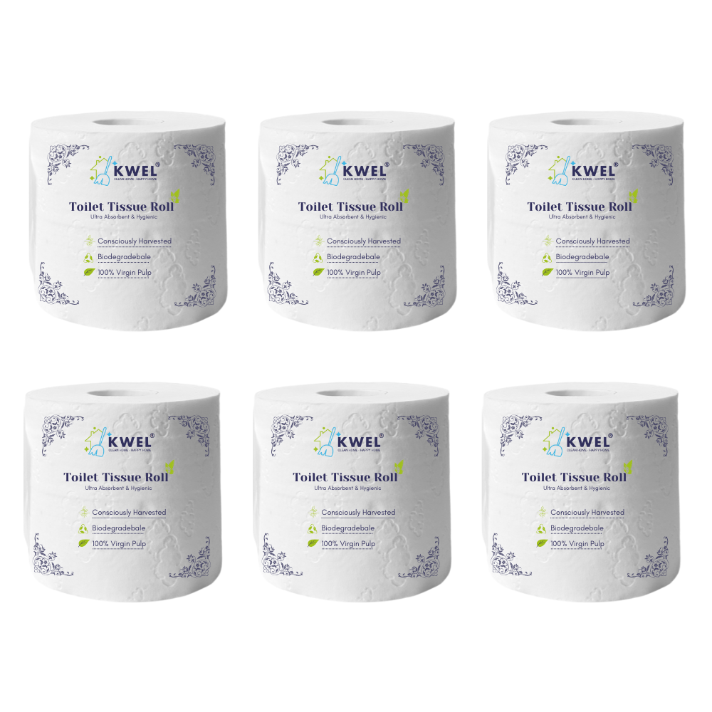 KWEL Soft Tissue Paper Ultra Absorbent, Hygienic & Gentle Touch Ideal for Homes, Offices, Hotels & Restrooms (Pack of 6)