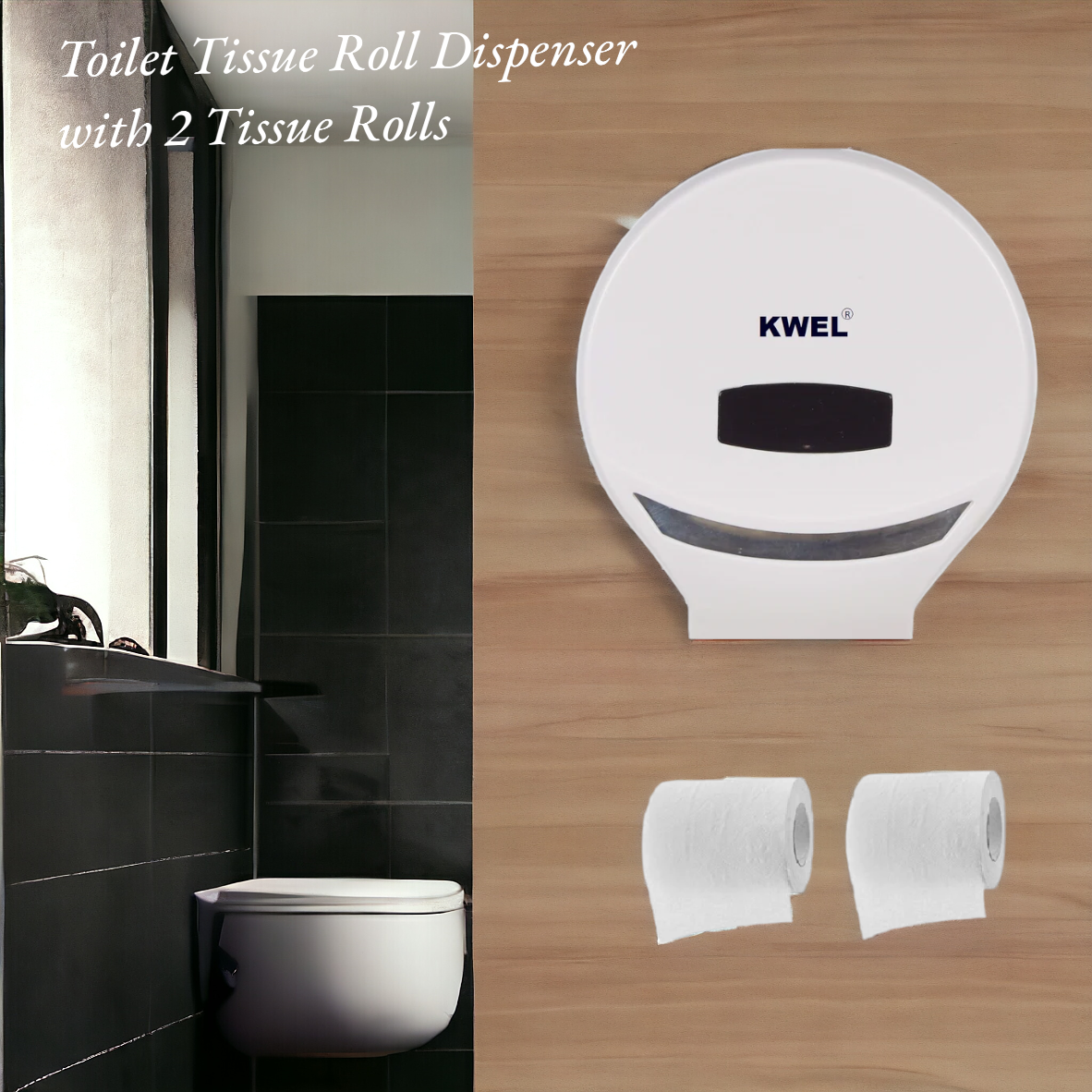 KWEL Wall-Mounted Bathroom Tissue Roll Dispenser (Small Size, White) Pack of 1