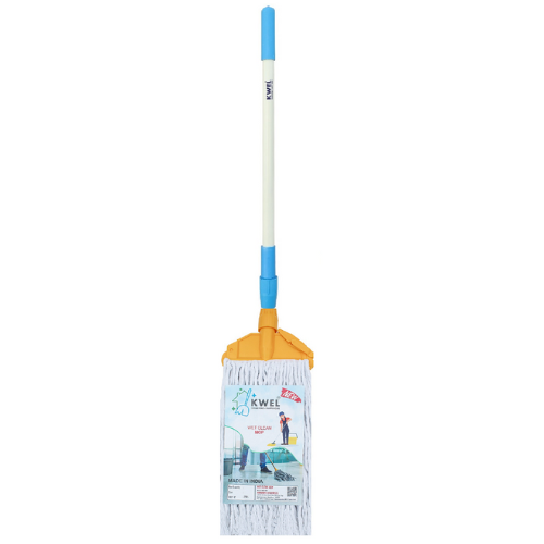 KWEL Clip N Fit Cotton Floor Mop with 4 Feet Telescopic Rod and Extra Wet Mop Refill