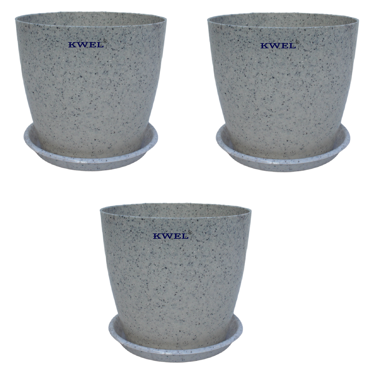 KWEL Divinity Pot 8inch with Bottom Tray For Home, Garden, Office, Stone White.