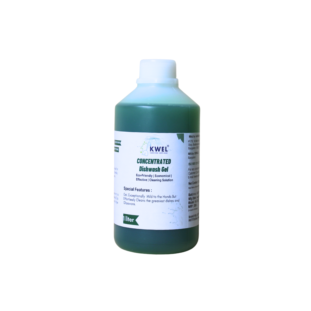 Kwel Concentrated Dishwash Gel 1L | Tough on Grease, Gentle on Hands, Long-Lasting Shine (Pack of 1, Green)