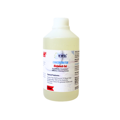 Kwel Concentrated Dishwash Gel 1L | Caustic-Free, Coconut Oil-Based Formula for Gentle & Effective Cleaning (White, Pack of 1)