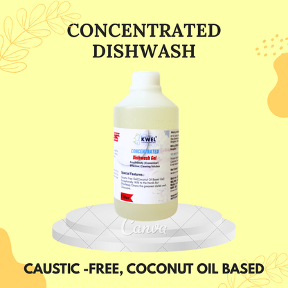 Kwel Concentrated Dishwash Gel 1L | Caustic-Free, Coconut Oil-Based Formula for Gentle & Effective Cleaning (White, Pack of 1)