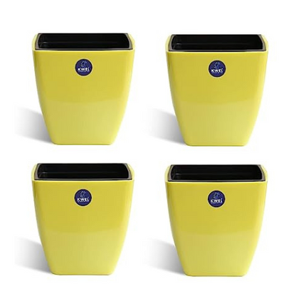 KWEL Daisy Self Watering Flower pots 5” Virgin Plastic Indoor Outdoor Balcony Flower Pot with Outer and Inner Flower Pot Pack of 4