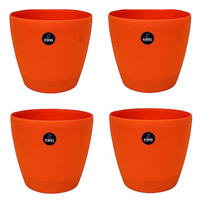 KWEL Flower Pot with Inner Pot Plastic Deco Planter Attractive Pot for Balcony 9 Inch -Pack of 4