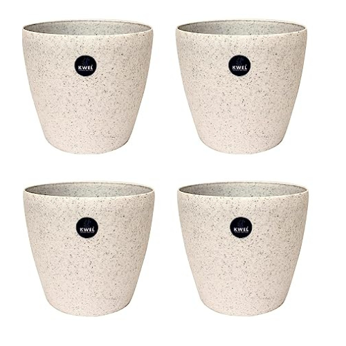 KWEL Flower Pot with Inner Pot Plastic Deco Planter Attractive Pot for Balcony 9 Inch -Pack of 4